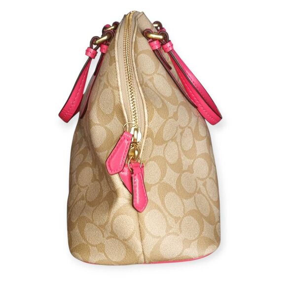Coach Peyton Signature Cora Domed Satchel Pink & Tan EUC - Picture 3 of 8